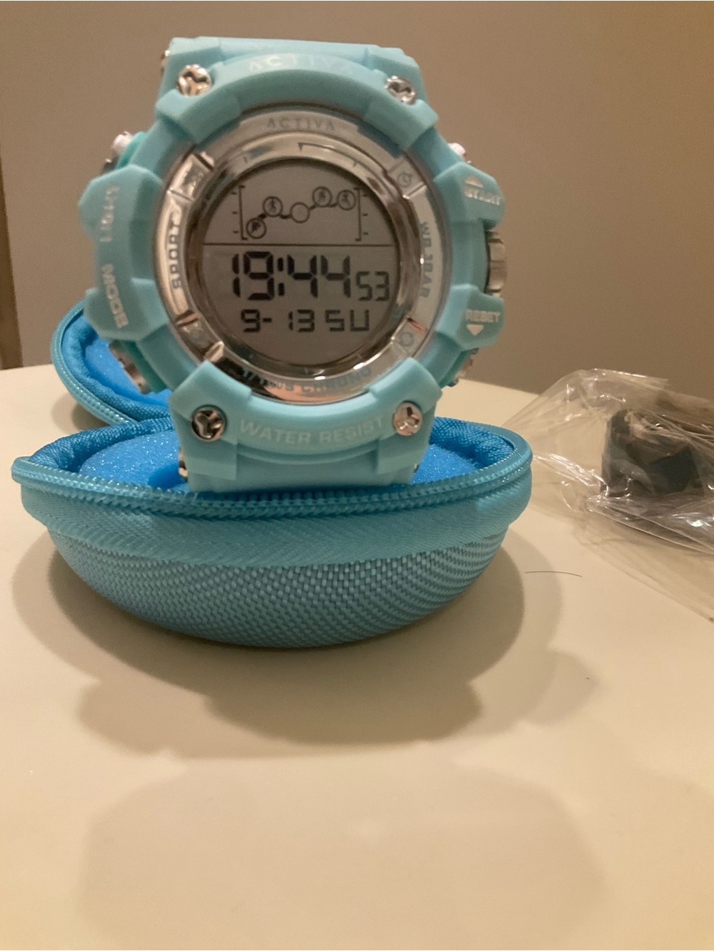 NWT Invicta Activa Digital Sport Watch Aqua Blue WR 30M w/ Case